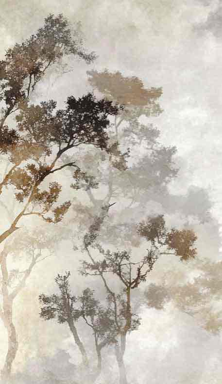 Ombres Forestières - Papier Peint Panoramique Brun Doré - Illulart: Papier peint panoramique