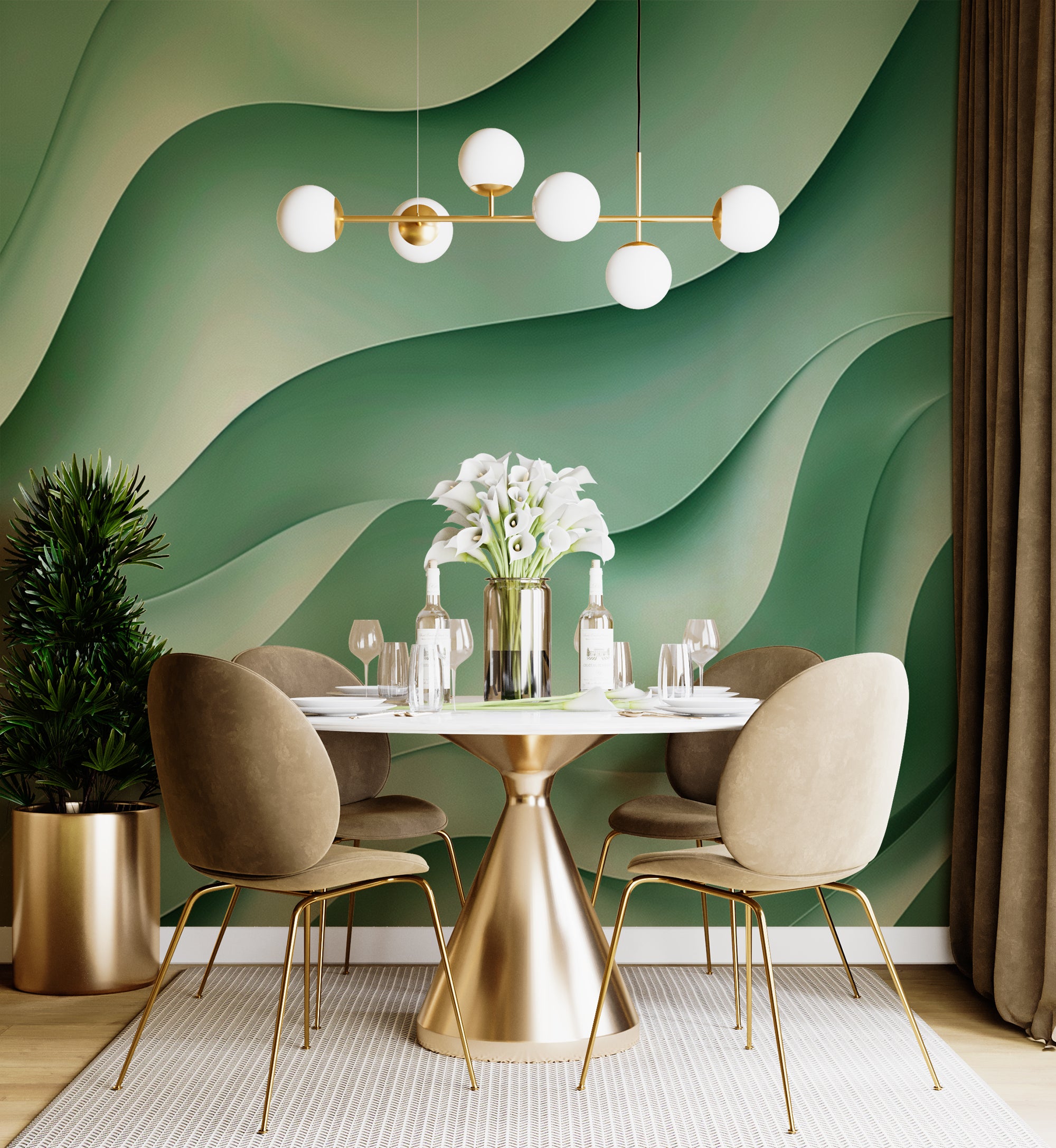 Waves of Serenity – Panoramic Sea Green Wallpaper