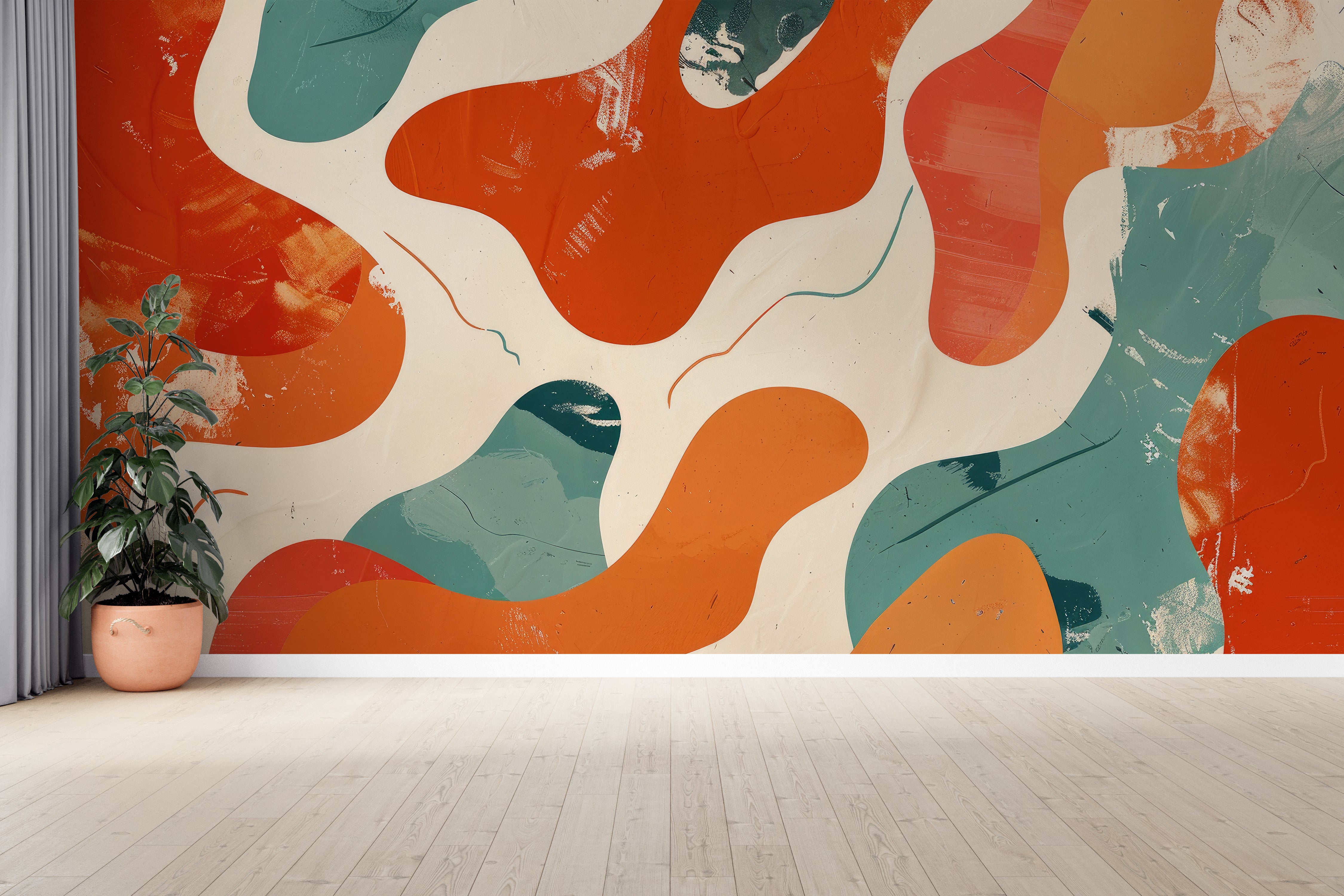 Modern Ripples – Panorama-Tapete in intensiven Farben