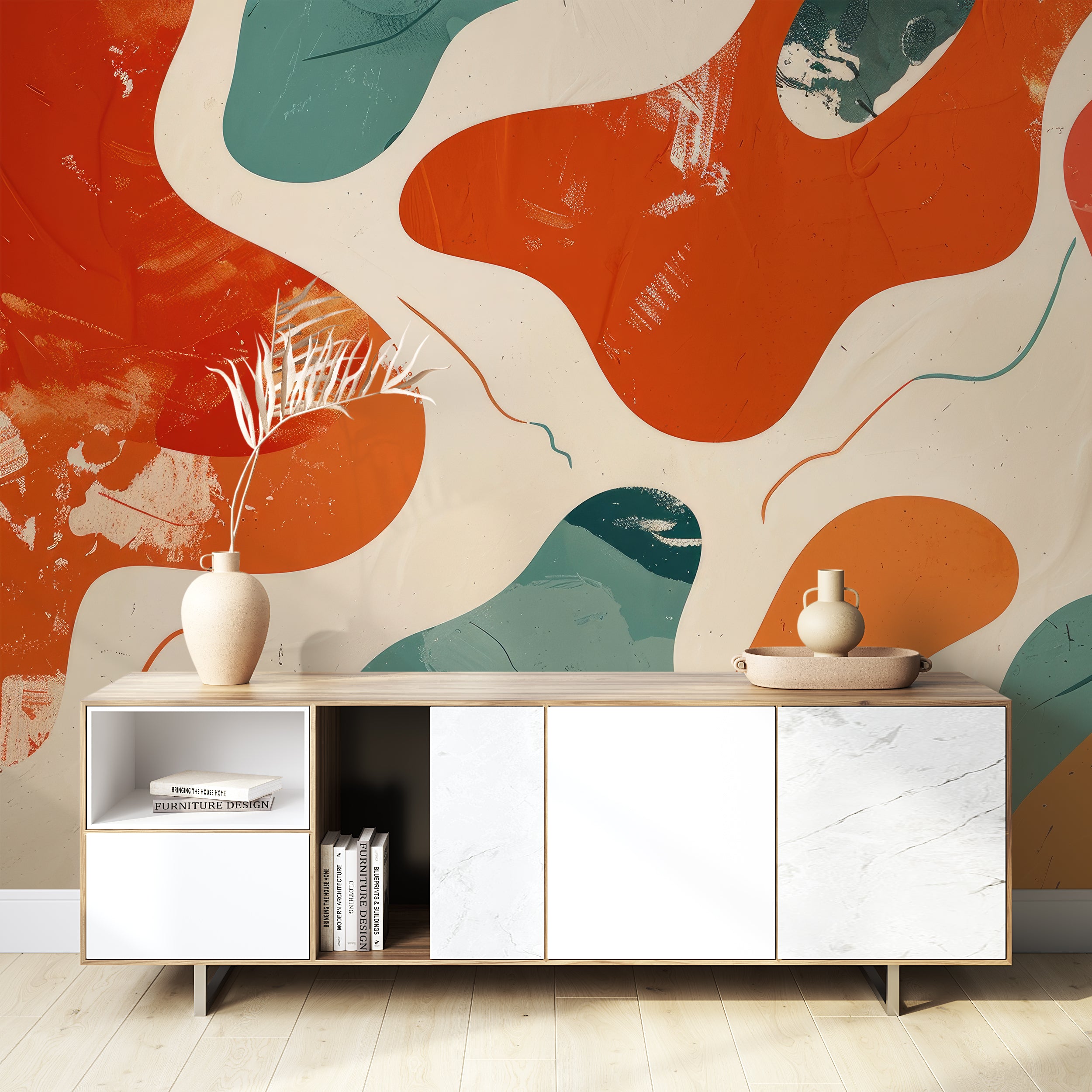 Modern Ripples - Panoramic Wallpaper in Intense Colors