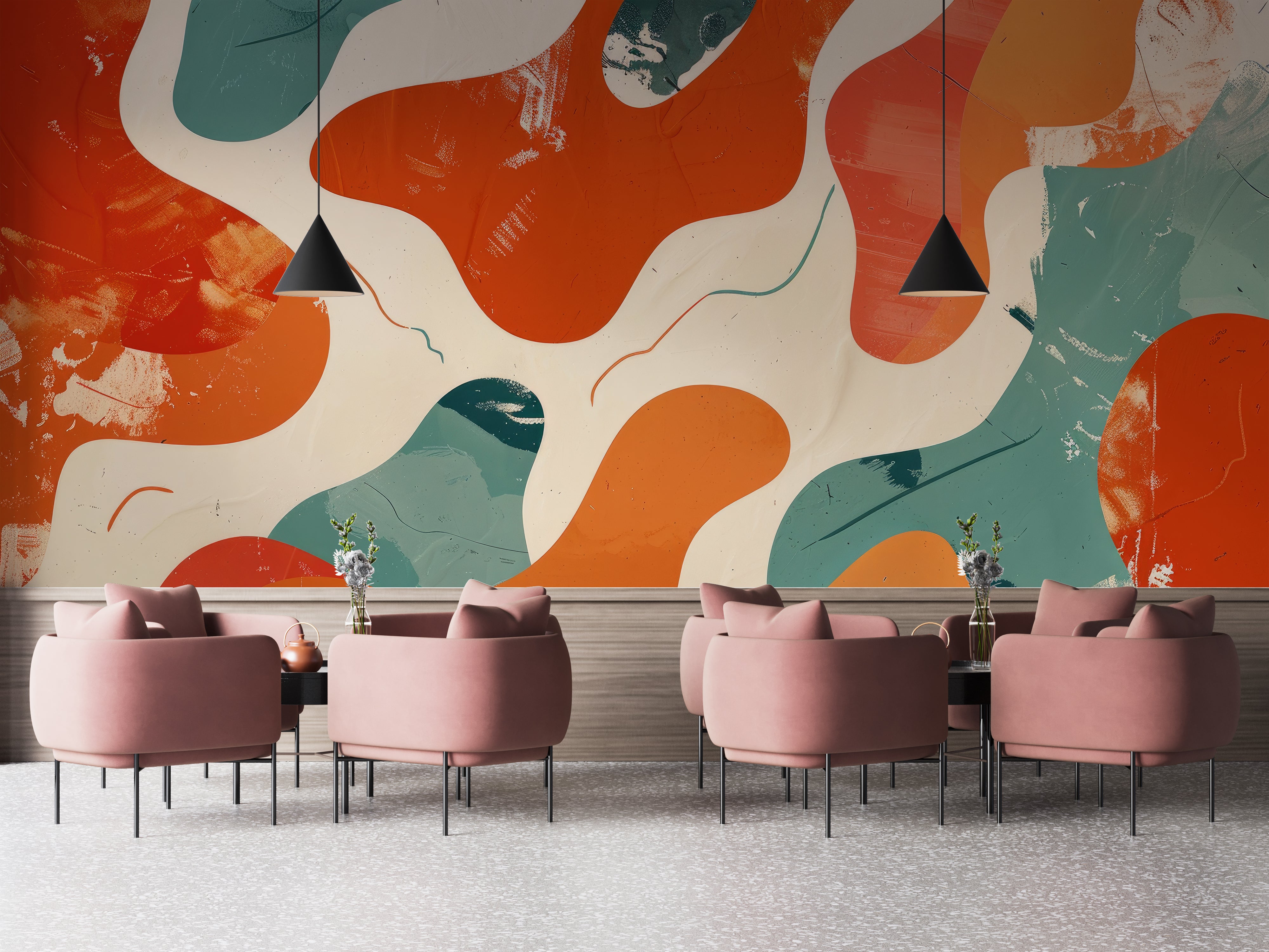 Modern Ripples - Panoramic Wallpaper in Intense Colors