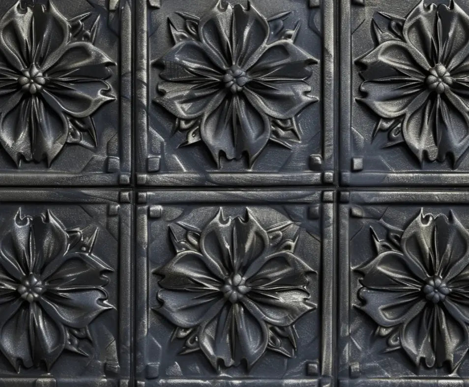 Ornement Gothique : Papier peint sculpté anthracite - Illulart: Papier peint panoramique