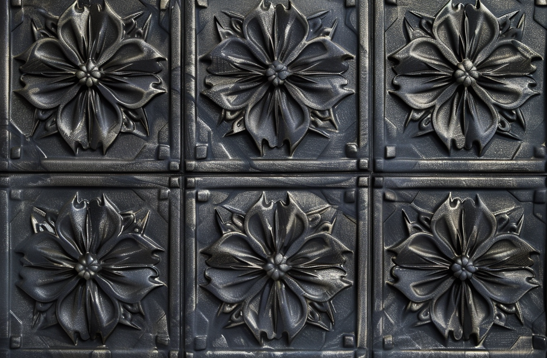 Gothic Ornament: Anthracite carved wallpaper