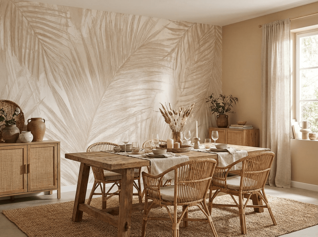 Palmier Nude – Papier peint palmier beige aux nuances chaleureuses - Illulart: Papier peint panoramique