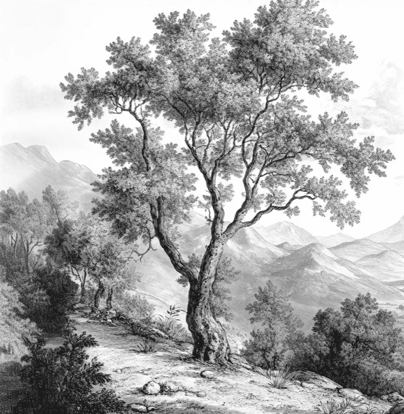 Panorama Intemporel - Nature en Noir et Blanc - Illulart: Papier peint panoramique