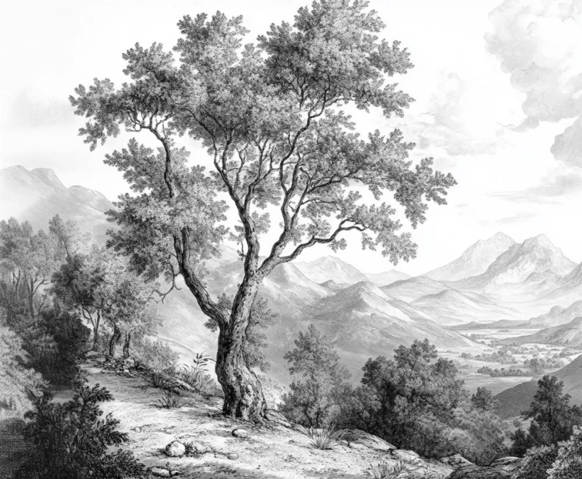 Panorama Intemporel - Nature en Noir et Blanc - Illulart: Papier peint panoramique