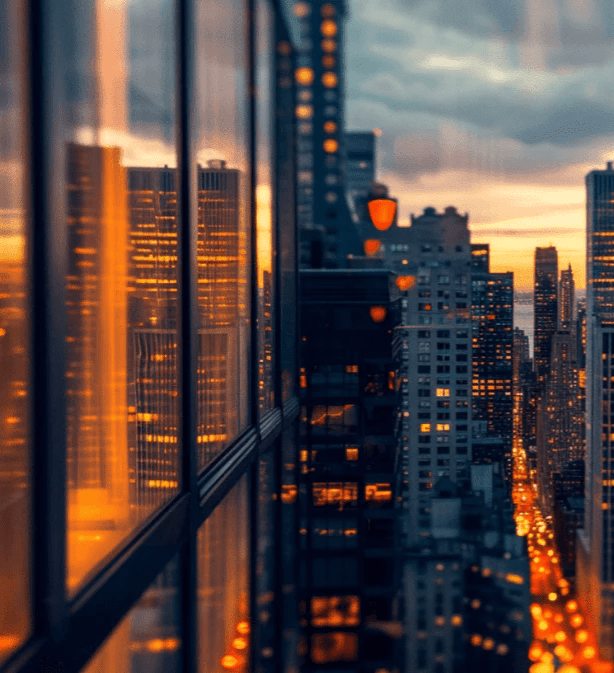 Panorama Urbain au Crépuscule - Illulart: Papier peint panoramique