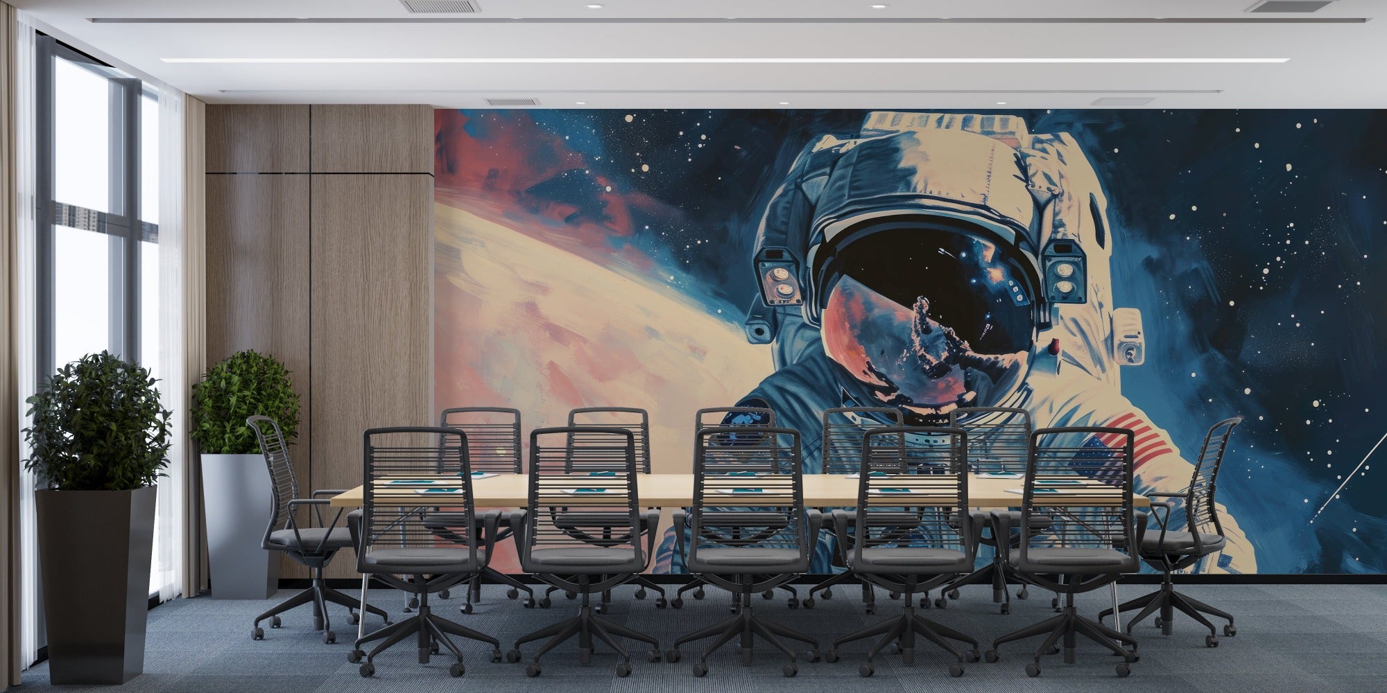 Papier peint astronaute dans une salle de reunion