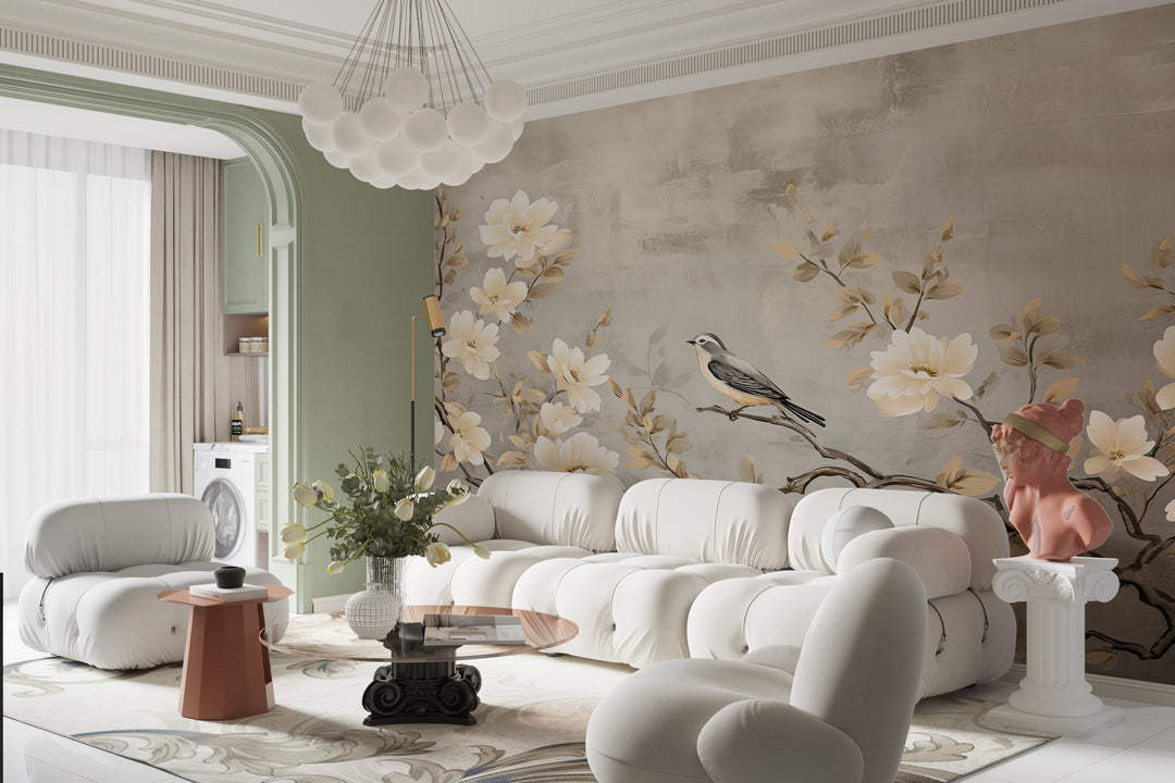 Chinoiserie - Branche Fleurie et son Oiseau