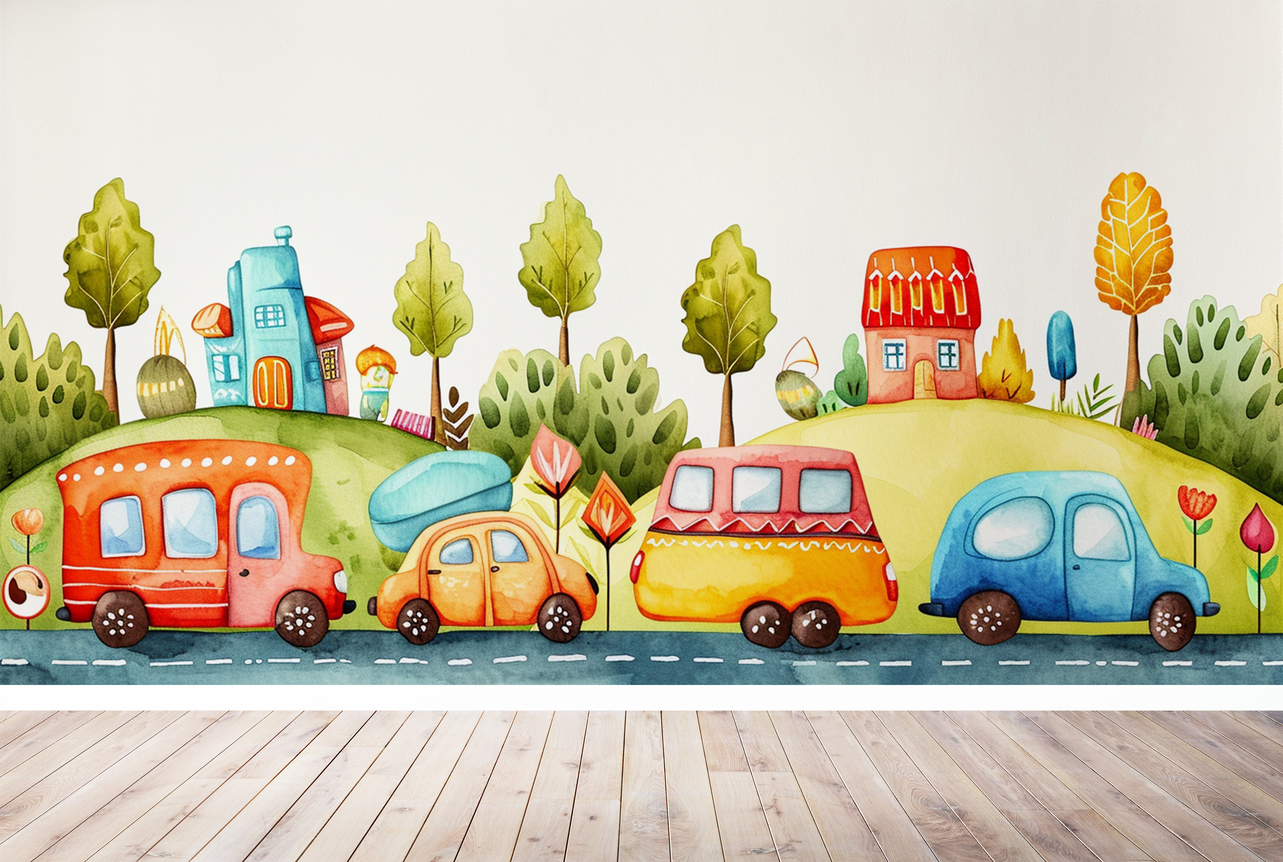 En Route : Fresque Murale Pétillante pour Enfants