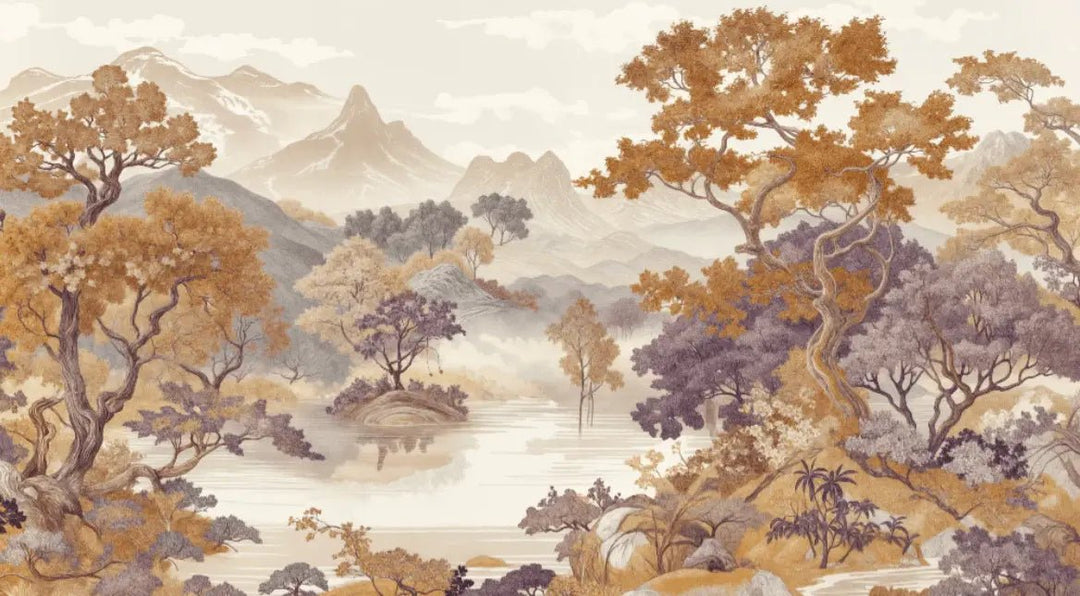 Pastel Oriental - Délicat paysage - Illulart: Papier peint panoramique