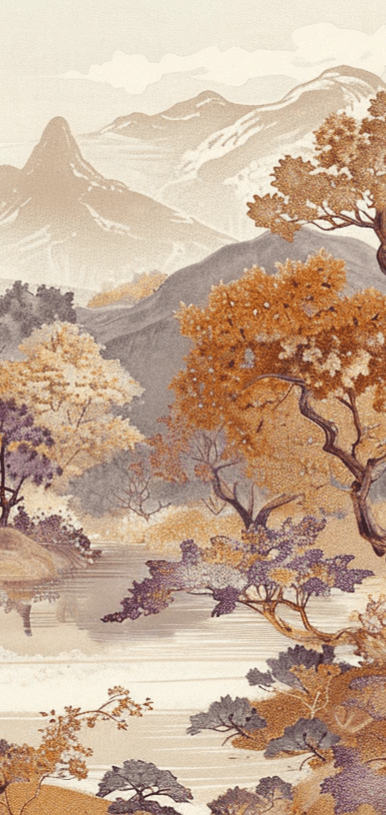 Pastel Oriental - Délicat paysage - Illulart: Papier peint panoramique