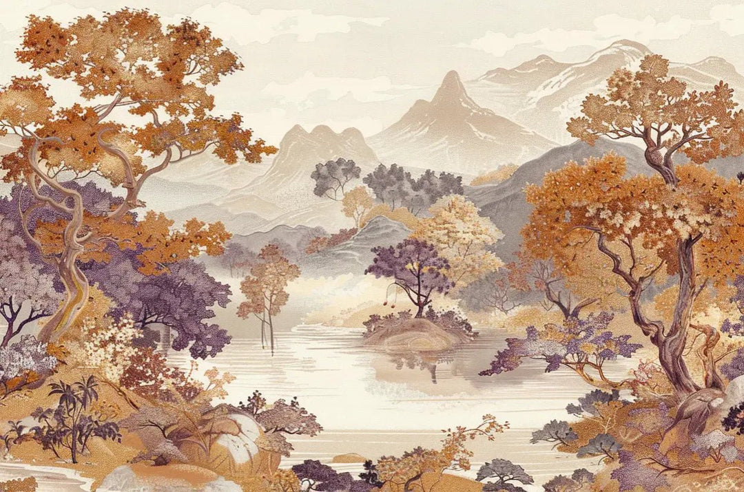 Pastel Oriental - Délicat paysage - Illulart: Papier peint panoramique
