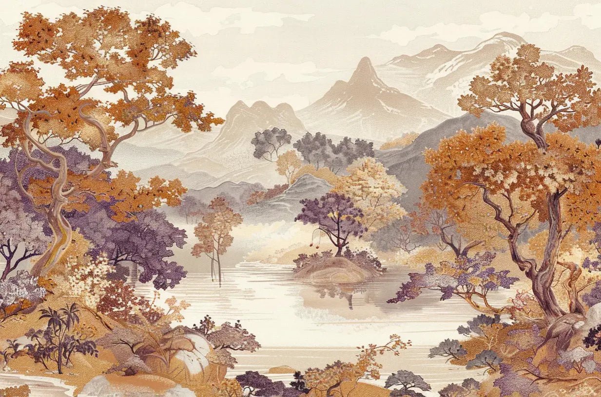 Pastel Oriental - Délicat paysage - Illulart: Papier peint panoramique