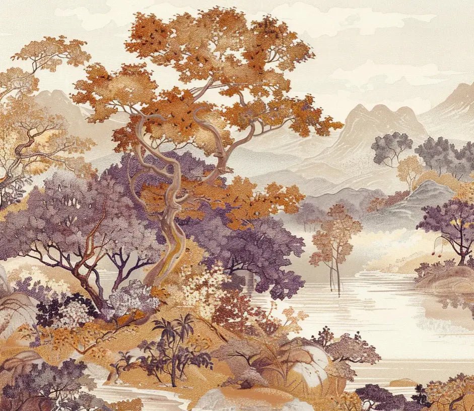 Pastel Oriental - Délicat paysage - Illulart: Papier peint panoramique