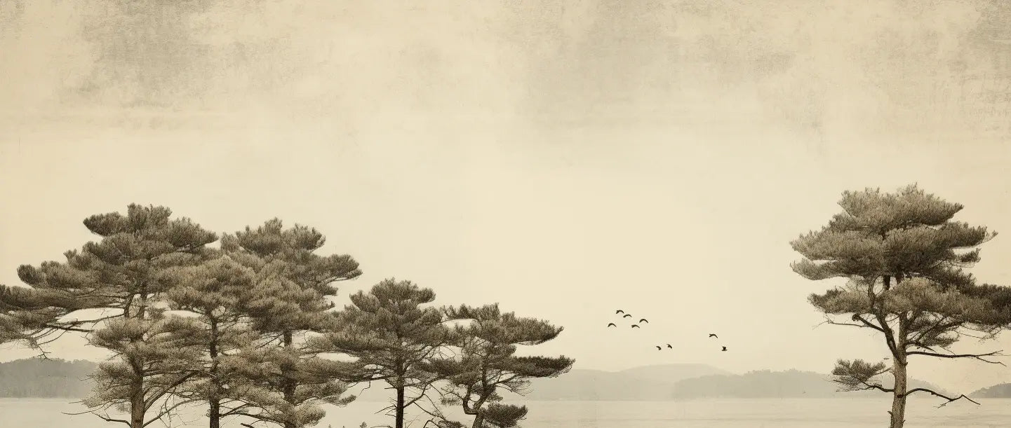Paysage de Pins Sépia - Illulart: Papier peint panoramique