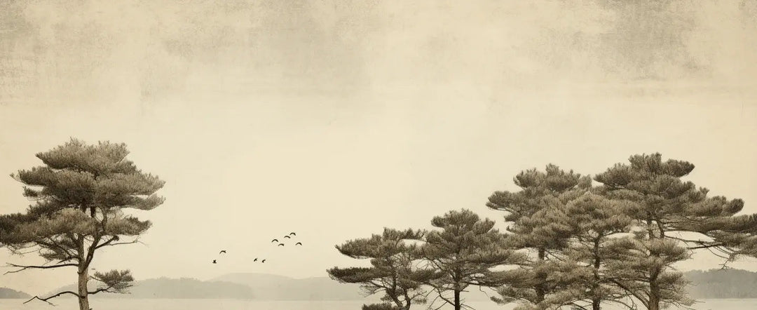 Paysage de Pins Sépia - Illulart: Papier peint panoramique