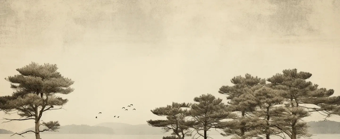 Paysage de Pins Sépia - Illulart: Papier peint panoramique