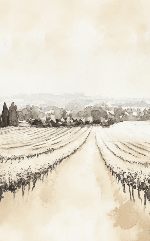 Paysage de Vignoble - Aquarelle Panoramique en Teintes Beiges - Illulart: Papier peint panoramique
