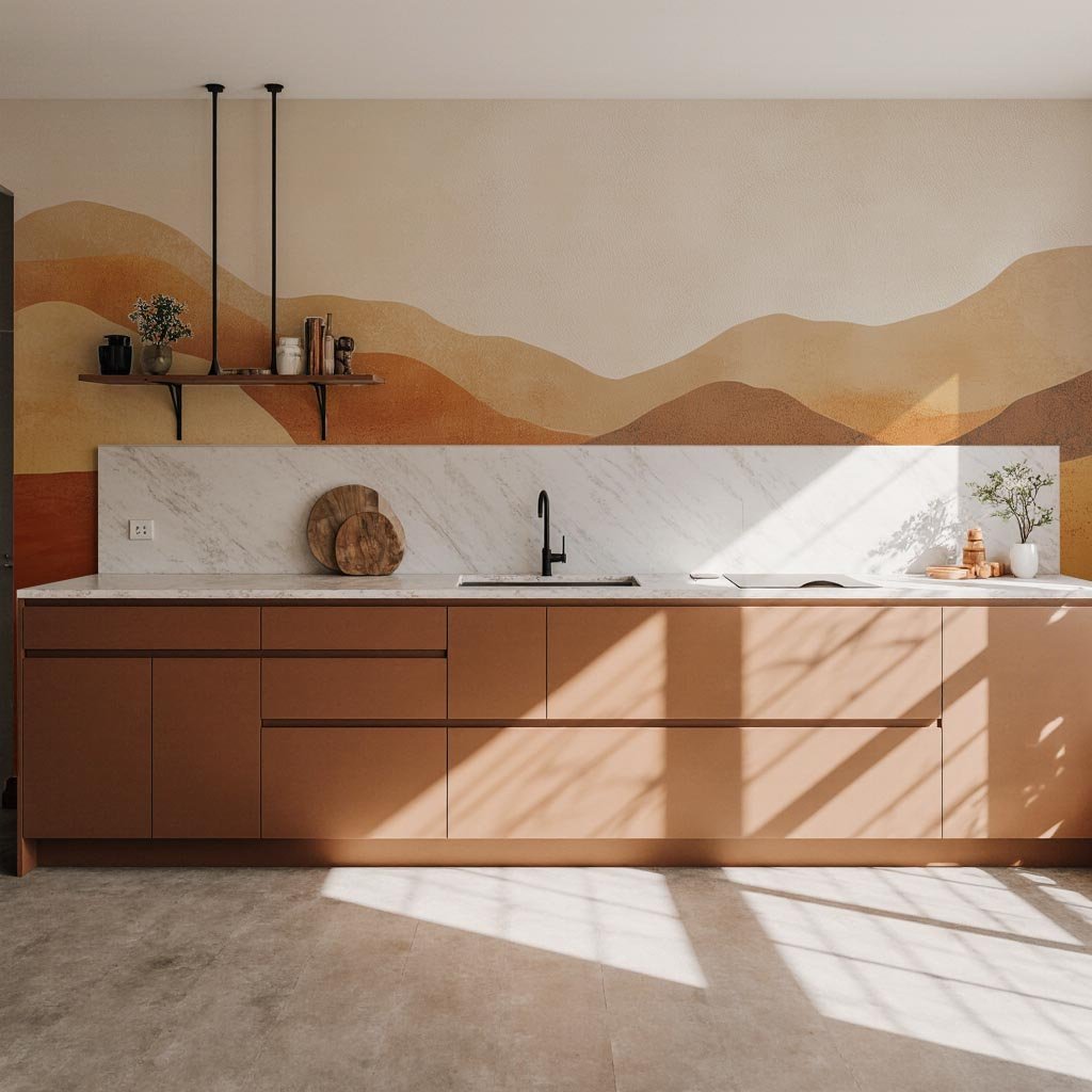 Paysage Désertique : Mur Naturel en Couleurs Chaudes - Illulart: Papier peint panoramique