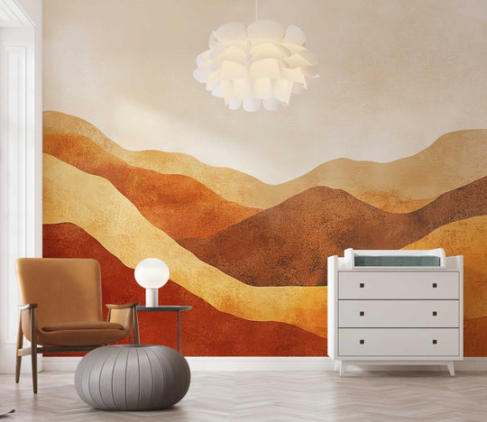 Paysage Désertique : Mur Naturel en Couleurs Chaudes - Illulart: Papier peint panoramique