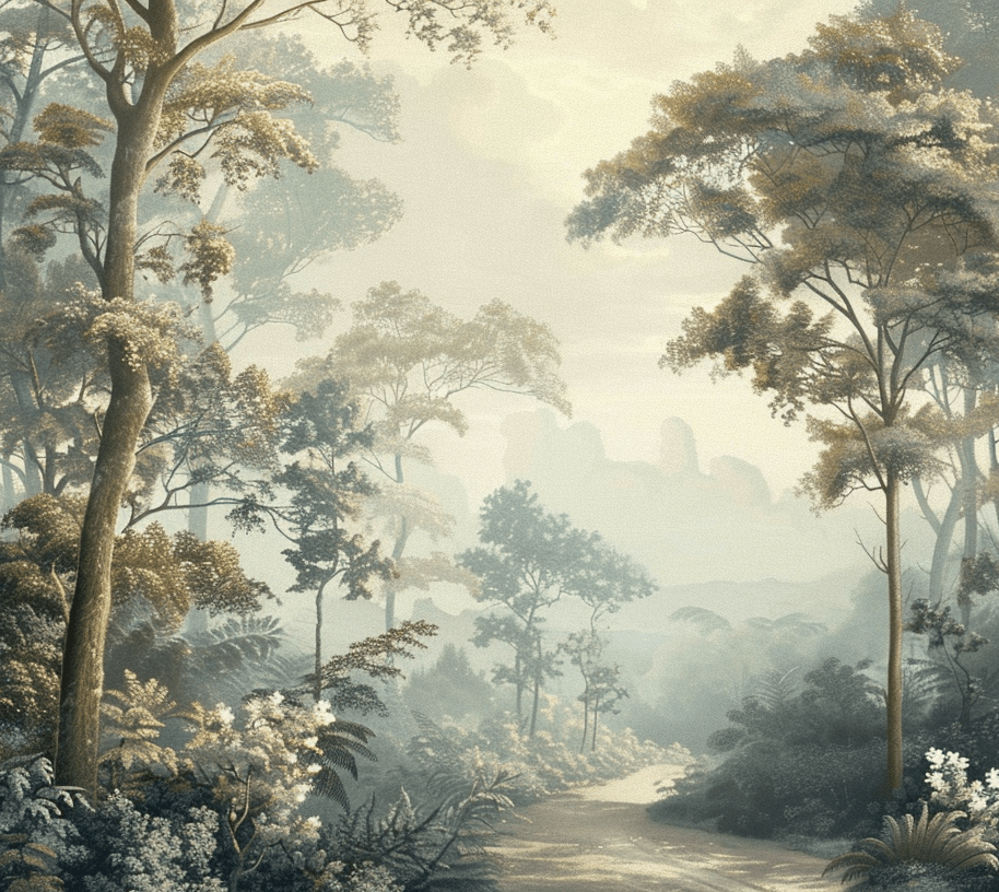 Paysage Forestier Brumeux - Illulart: Papier peint panoramique