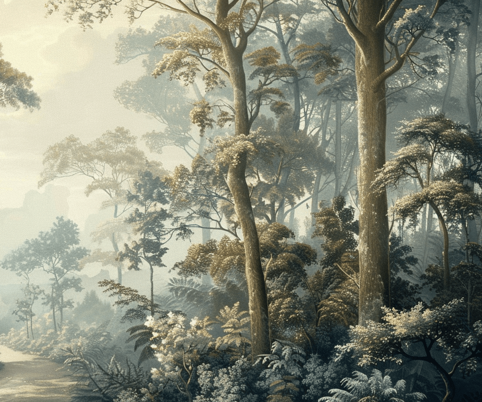 Paysage Forestier Brumeux - Illulart: Papier peint panoramique