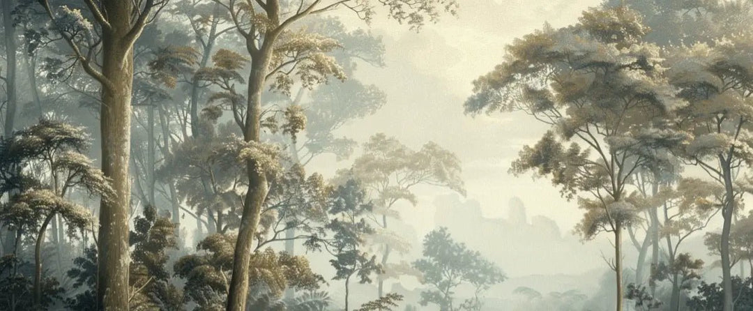 Paysage Forestier Brumeux - Papier Peint Panoramique Enchanté - Illulart: Papier peint panoramique