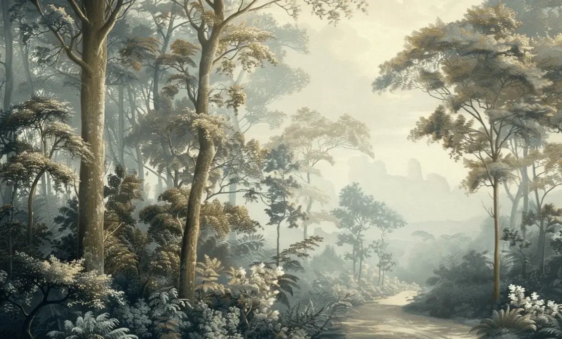 Paysage Forestier Brumeux - Papier Peint Panoramique Enchanté - Illulart: Papier peint panoramique