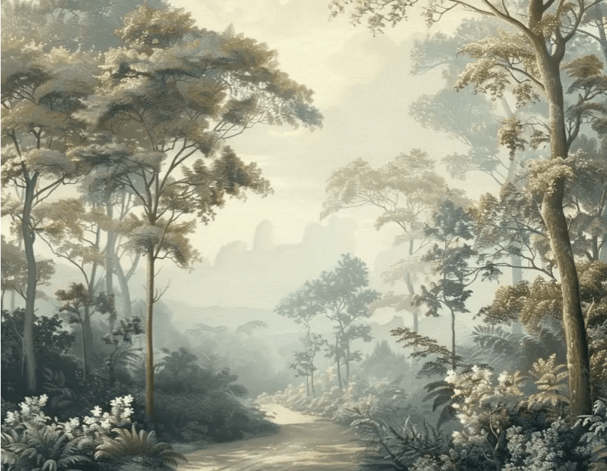 Paysage Forestier Brumeux - Papier Peint Panoramique Enchanté - Illulart: Papier peint panoramique