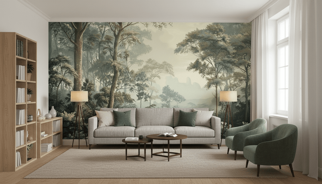 Paysage Forestier Brumeux - Papier Peint Panoramique Enchanté - Illulart: Papier peint panoramique