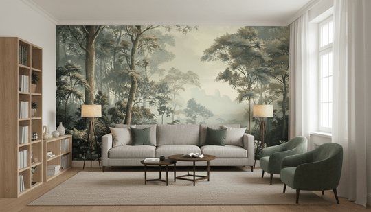 Paysage Forestier Brumeux - Papier Peint Panoramique Enchanté - Illulart: Papier peint panoramique