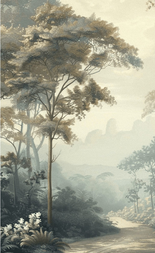 Paysage Forestier Brumeux - Papier Peint Panoramique Enchanté - Illulart: Papier peint panoramique