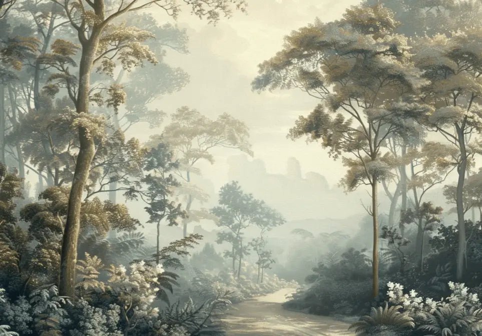 Paysage Forestier Brumeux - Papier Peint Panoramique Enchanté - Illulart: Papier peint panoramique