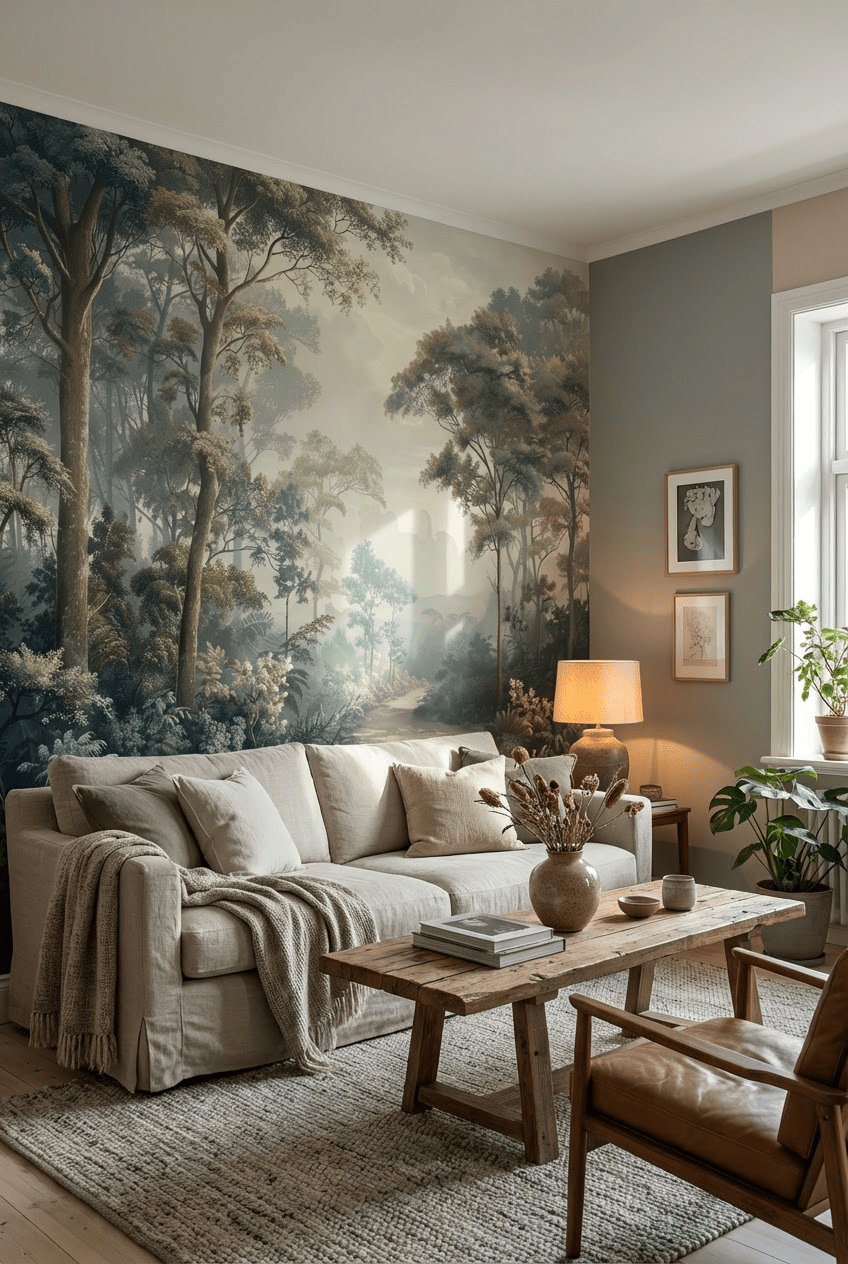 Paysage Forestier Brumeux - Papier Peint Panoramique Enchanté - Illulart: Papier peint panoramique