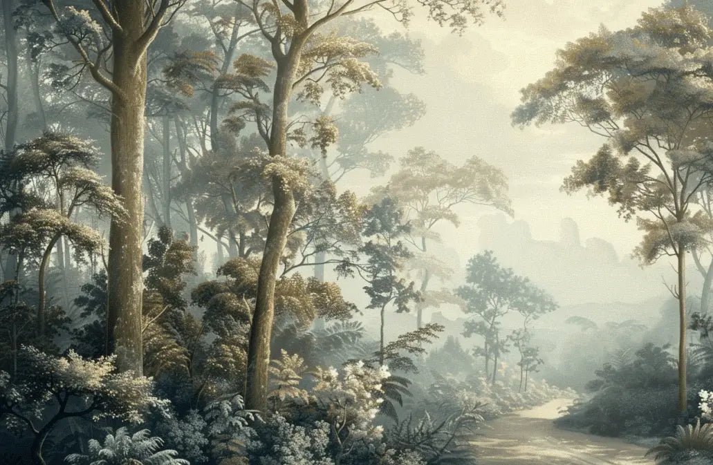 Paysage Forestier Brumeux - Papier Peint Panoramique Enchanté - Illulart: Papier peint panoramique