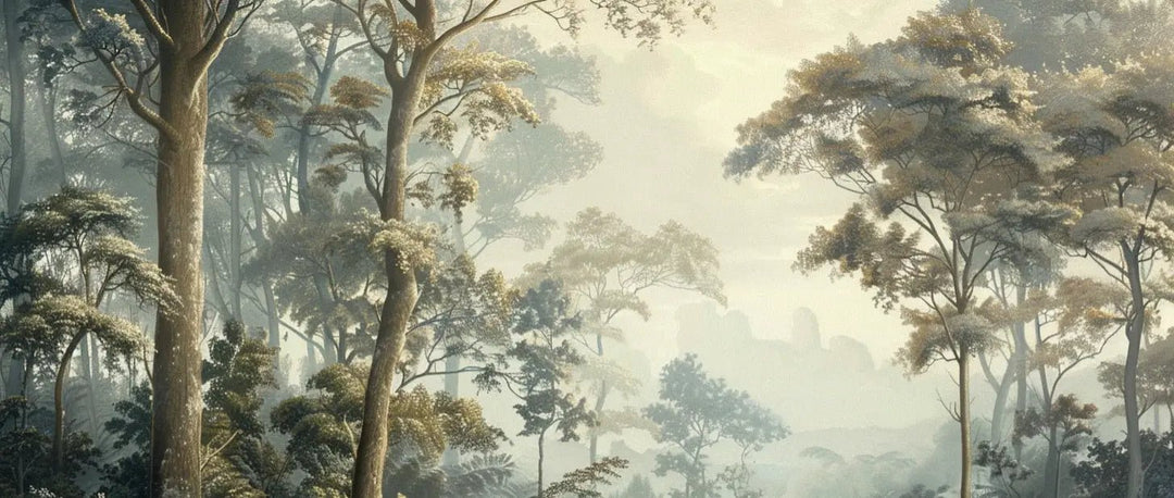 Paysage Forestier Brumeux - Papier Peint Panoramique Enchanté - Illulart: Papier peint panoramique