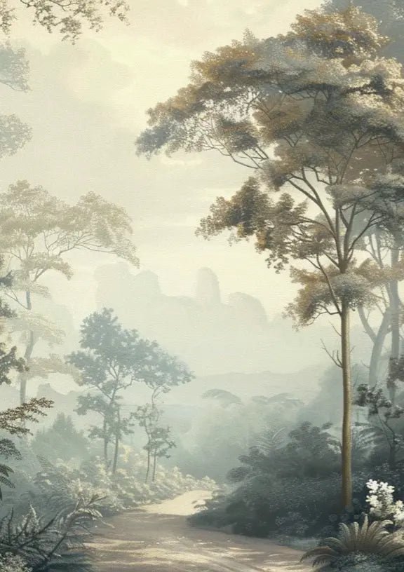 Paysage Forestier Brumeux - Papier Peint Panoramique Enchanté - Illulart: Papier peint panoramique