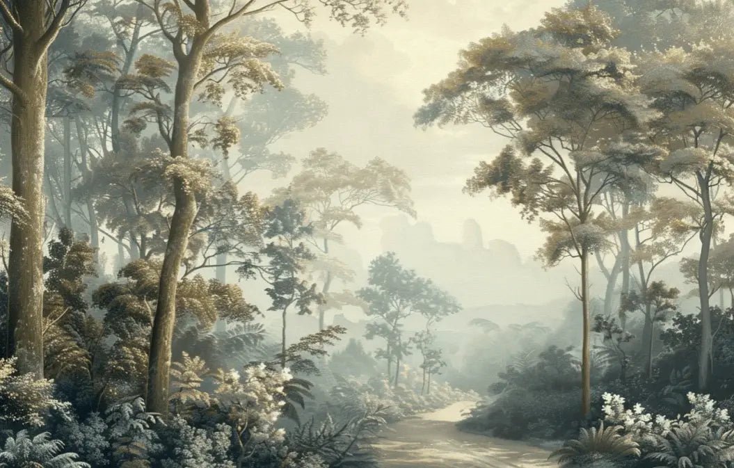 Paysage Forestier Brumeux - Papier Peint Panoramique Enchanté - Illulart: Papier peint panoramique