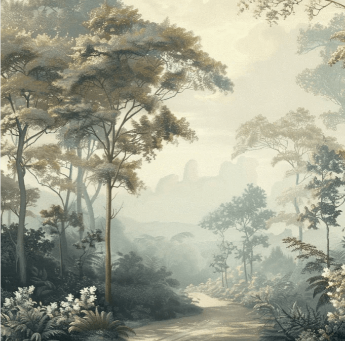 Paysage Forestier Brumeux - Papier Peint Panoramique Enchanté - Illulart: Papier peint panoramique