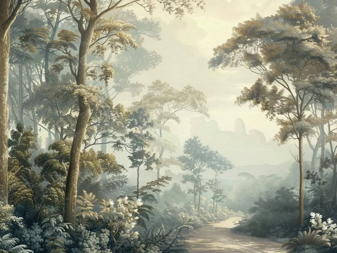 Paysage Forestier Brumeux - Papier Peint Panoramique Enchanté - Illulart: Papier peint panoramique
