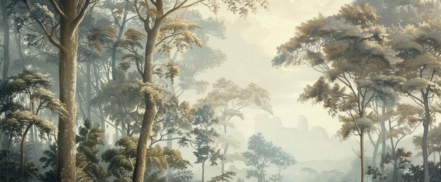 Paysage Forestier Brumeux - Papier Peint Panoramique Enchanté - Illulart: Papier peint panoramique