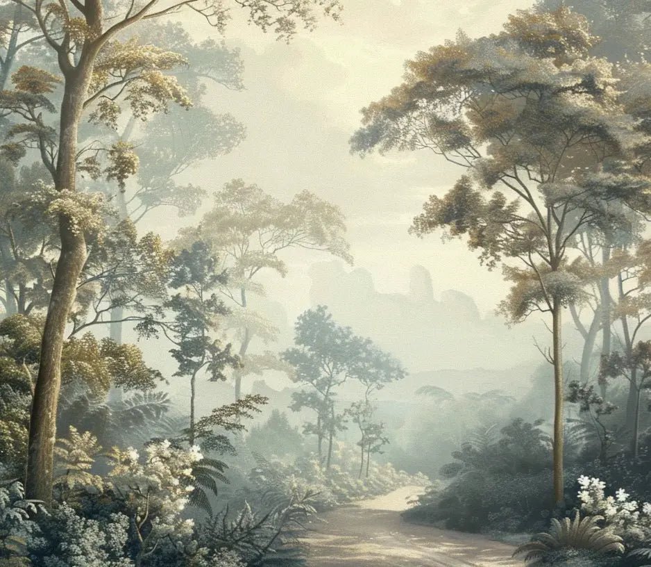 Paysage Forestier Brumeux - Papier Peint Panoramique Enchanté - Illulart: Papier peint panoramique