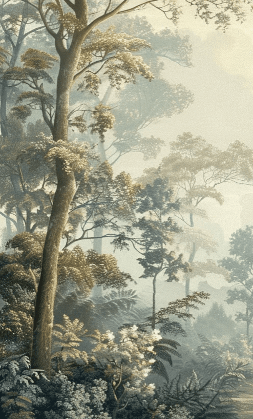 Paysage Forestier Brumeux - Papier Peint Panoramique Enchanté - Illulart: Papier peint panoramique