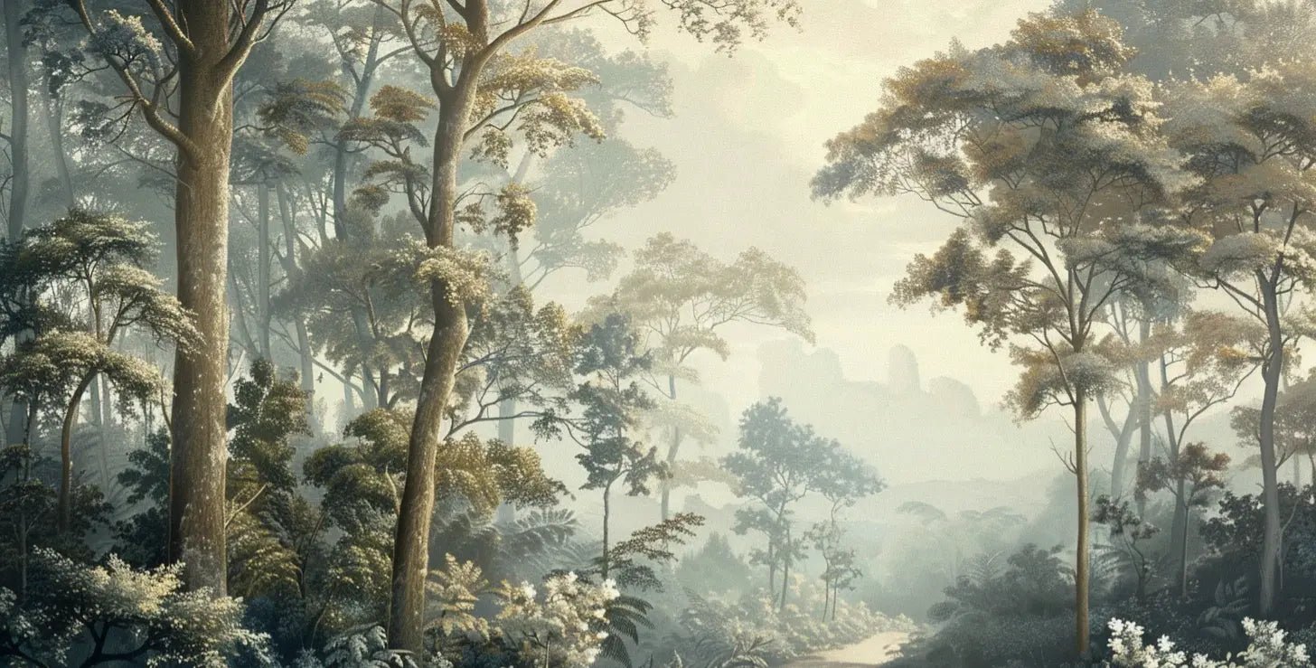 Paysage Forestier Brumeux - Papier Peint Panoramique Enchanté - Illulart: Papier peint panoramique
