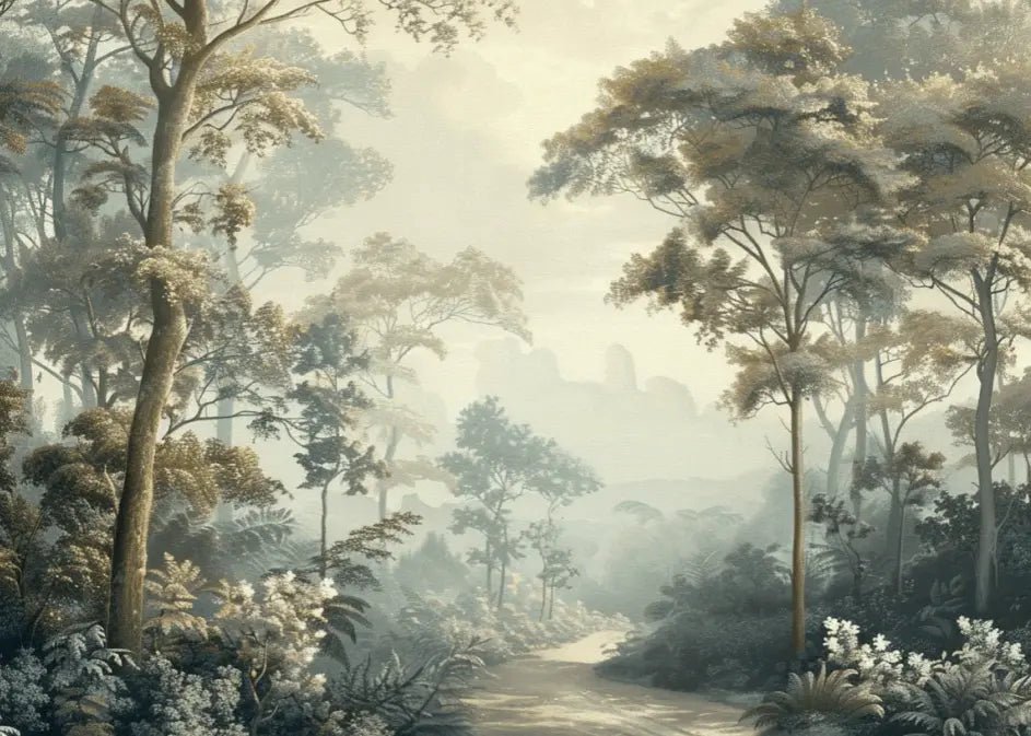 Paysage Forestier Brumeux - Papier Peint Panoramique Enchanté - Illulart: Papier peint panoramique