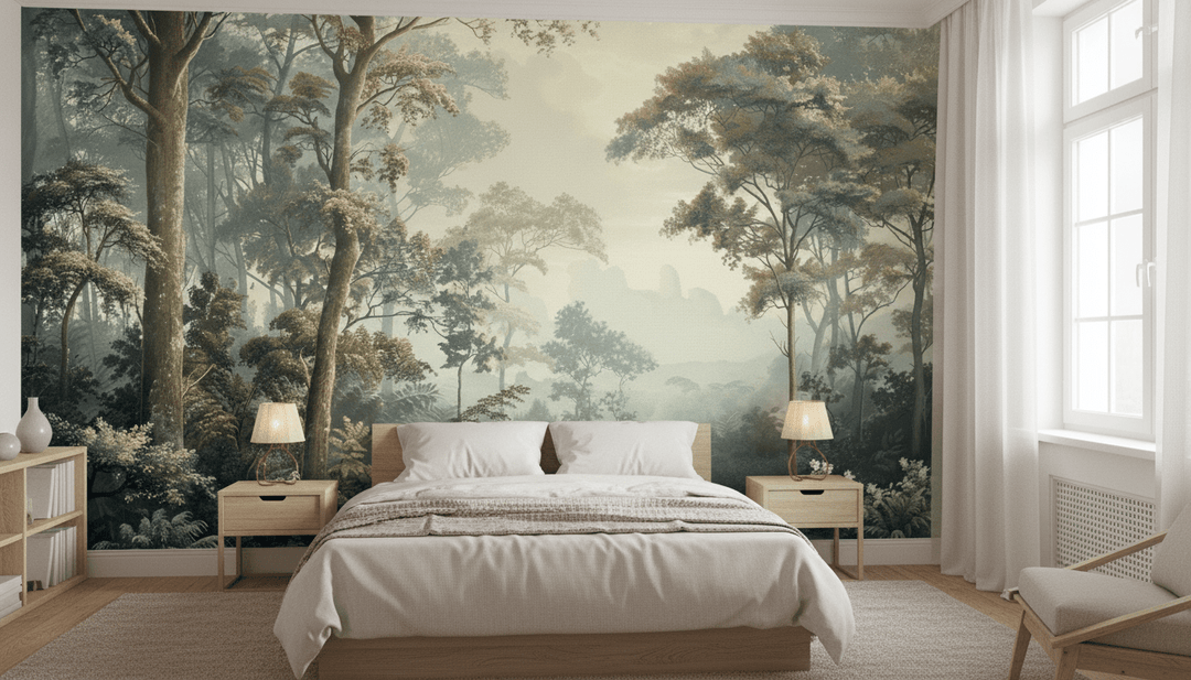 Paysage Forestier Brumeux - Papier Peint Panoramique Enchanté - Illulart: Papier peint panoramique