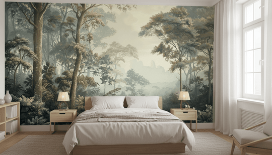 Paysage Forestier Brumeux - Papier Peint Panoramique Enchanté - Illulart: Papier peint panoramique