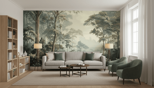 Paysage Forestier Brumeux - Papier Peint Panoramique Enchanté - Illulart: Papier peint panoramique