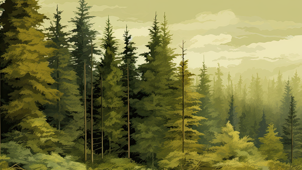 La forêt de sapins - Papier peint panoramqiue nature